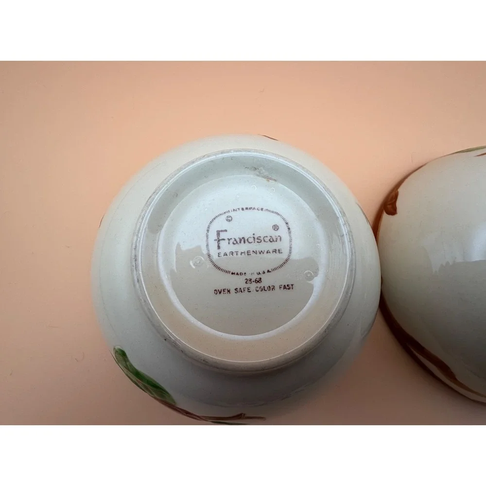 Franciscan Apple Earthenware Cereal Soup Bowls Set of 2 Vintage Made in USA 1960